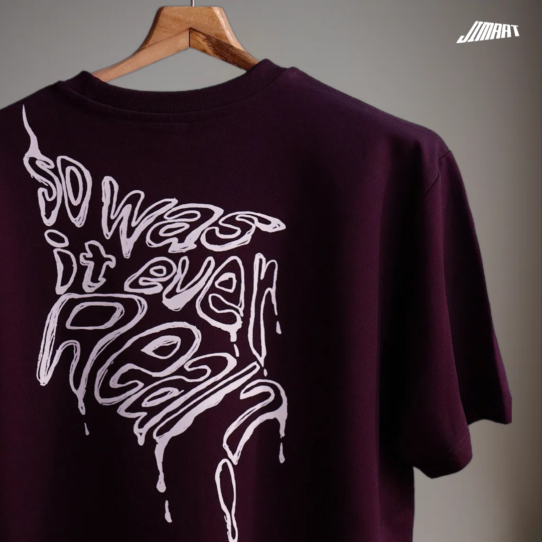Wine Colour Graphic Oversized T-shirt